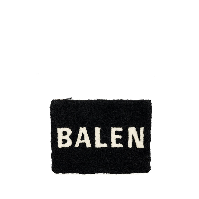 BALENCIAGA ZIP POUCH CLUTCH SHEARLING BLACK/ WHITE SHW