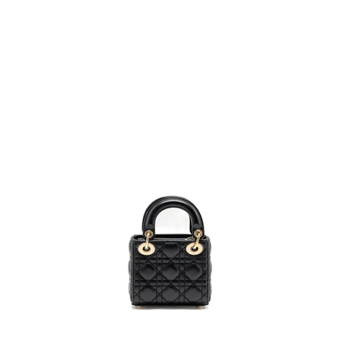 DIOR MICRO LADY DIOR LAMBSKIN BLACK LGHW