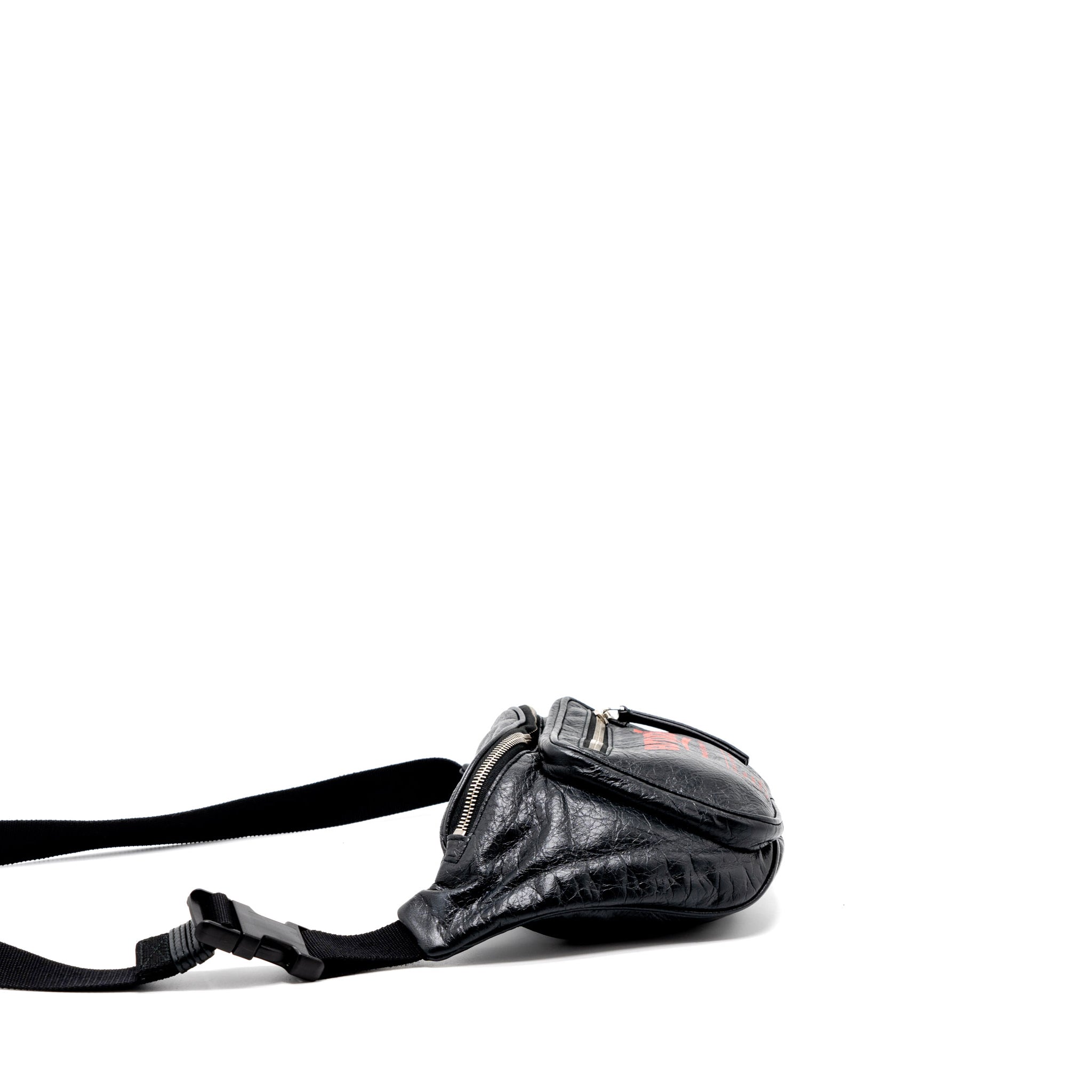 BALENCIAGA EUROPA BELT BAG CALFSKIN BLACK/RED SHW