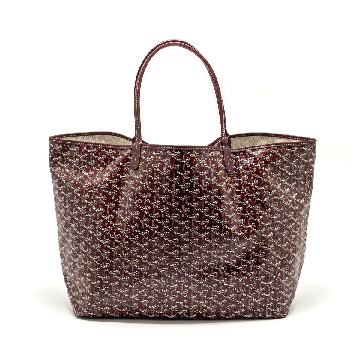 GOYARD SAINT LOUIS GM TOTE BAG GOYARDINE CANVAS/CALFSKIN BURGUNDY SHW
