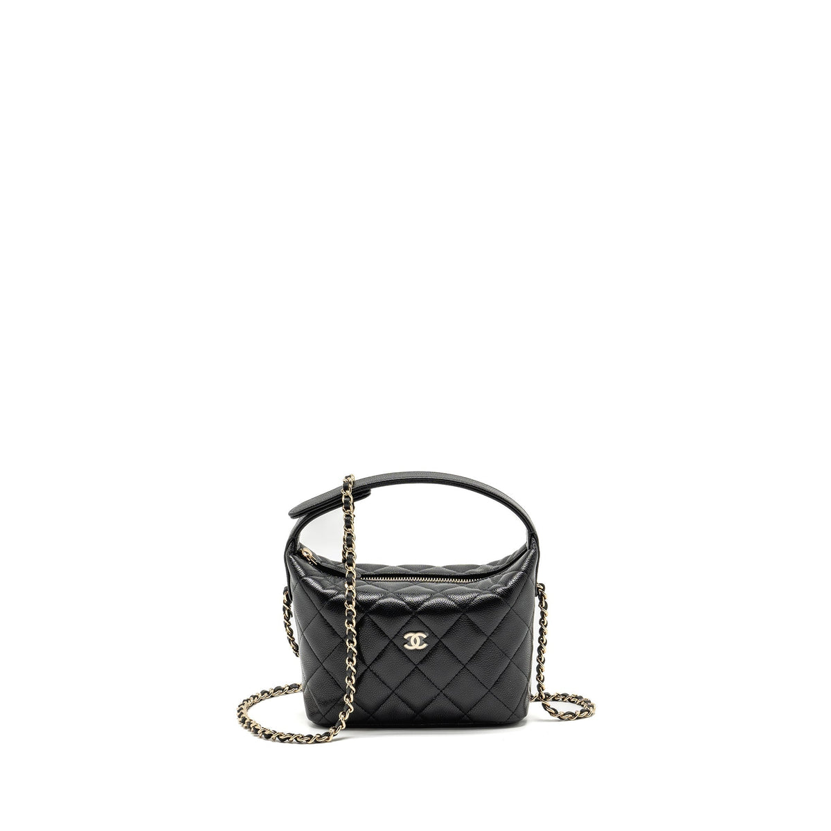 CHANEL 25C QUILTED HOBO BAG CAVIAR BLACK GHW (MICROCHIP)