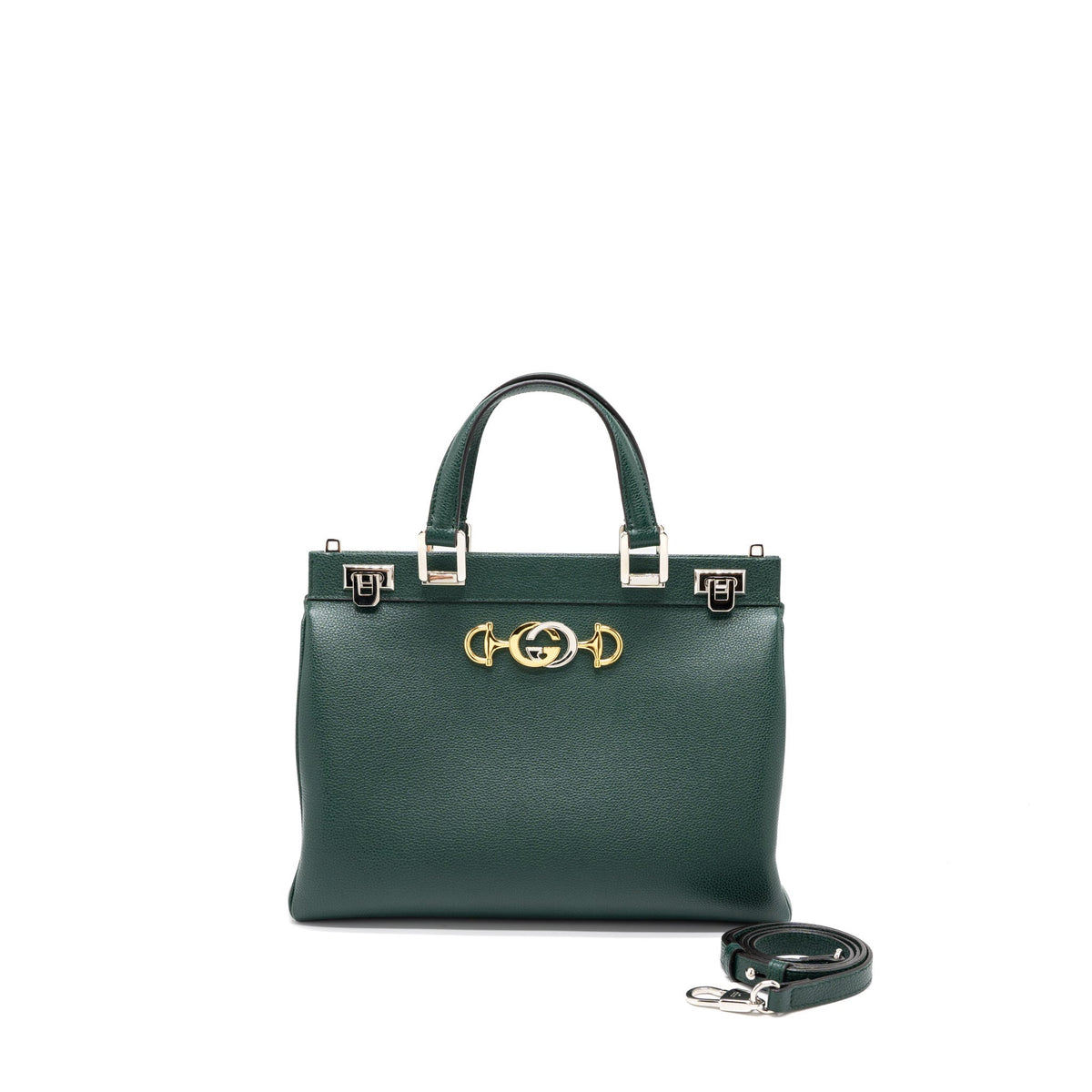 GUCCI TOP HANDLE ZUMI BAG CALFSKIN GREEN MULTICOLOUR HARDWARE