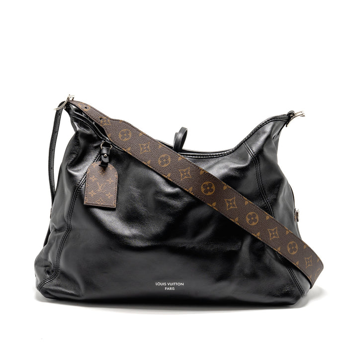LOUIS VUITTON CARRYALL VIBE MM LAMBSKIN/MONOGRAM CANVAS BLACK SHW