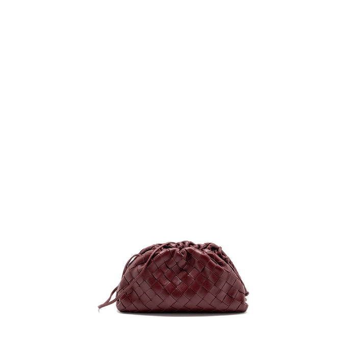 BOTTEGA VENETA MINI POUCH LAMBSKIN DARK RED GHW