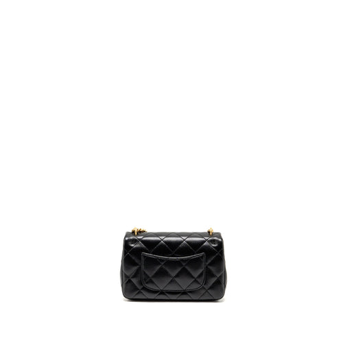 CHANEL 25C COCO LOVE ADJUSTABLE CHAIN SHINY LAMBSKIN BLACK GHW (MICROCHIP)