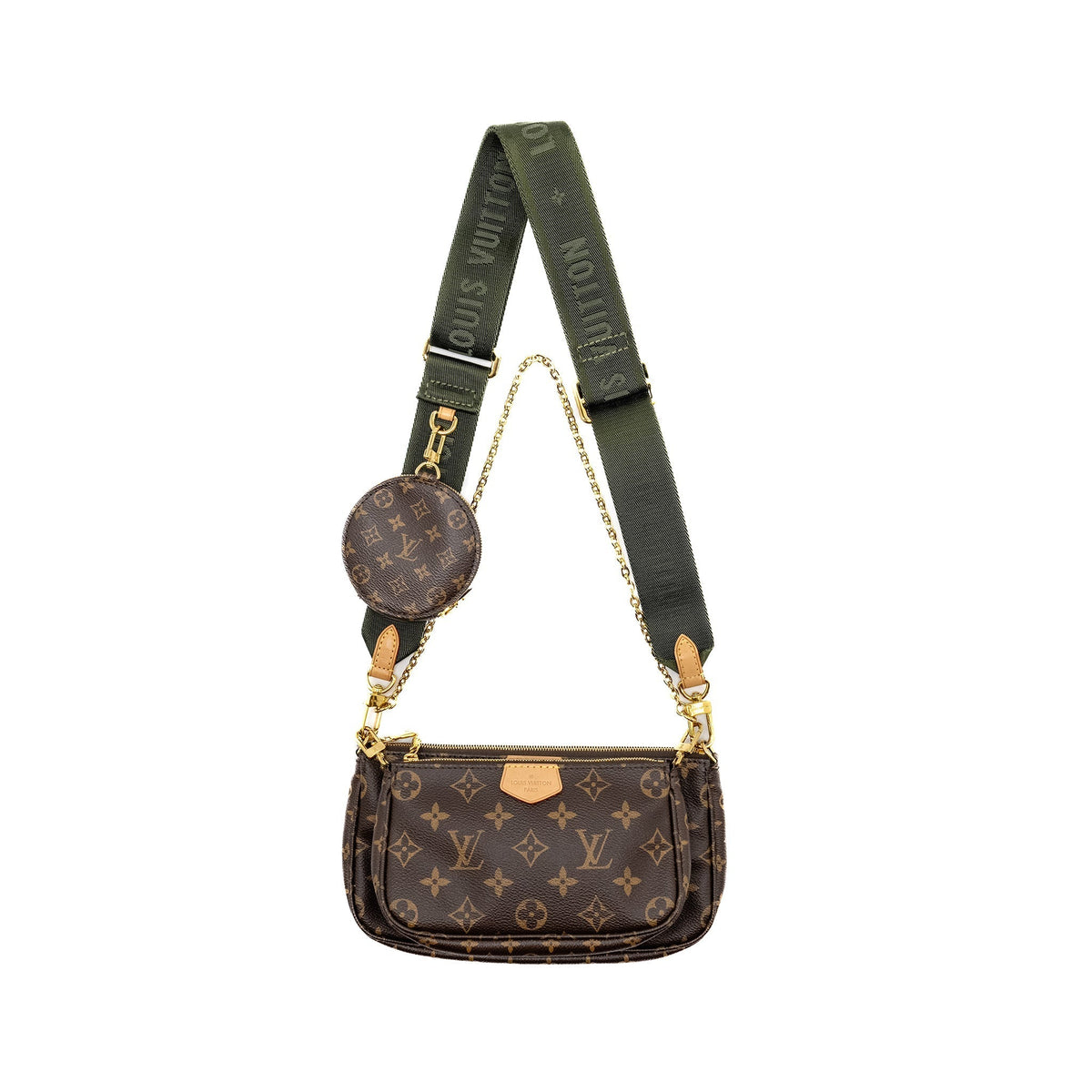 LOUIS VUITTON MULTI POCHETTE ACCESSORIES MONOGRAM CANVAS KHAKI GHW