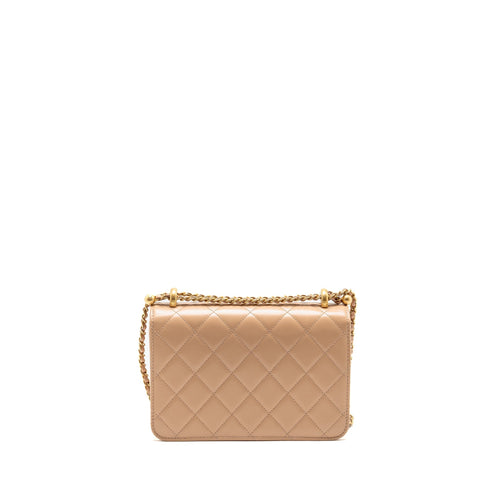 CHANEL GOLD CRUSH FLAP BAG CALFSKIN BEIGE GHW (MICROCHIP)
