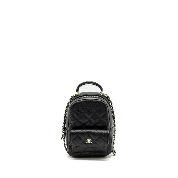 CHANEL 24C MINI BACKPACK/CROSSBODY BAG CAVIAR BLACK LGHW (MICROCHIP)