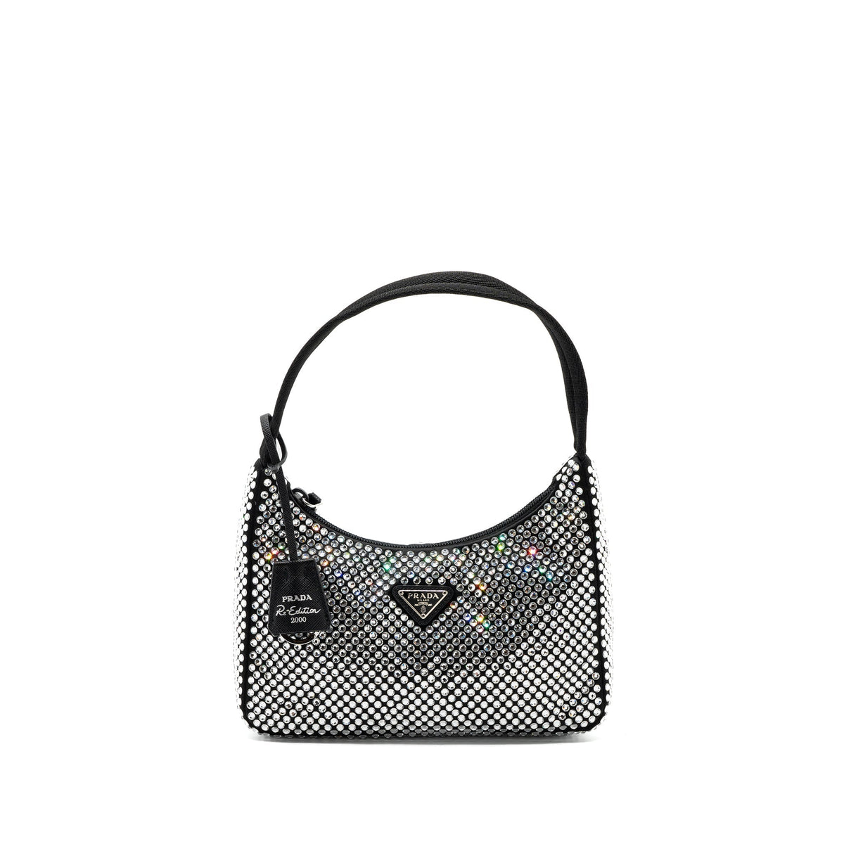 PRADA REEDITION 2000 MINI BAG SATIN WITH CRYSTAL BLACK SHW