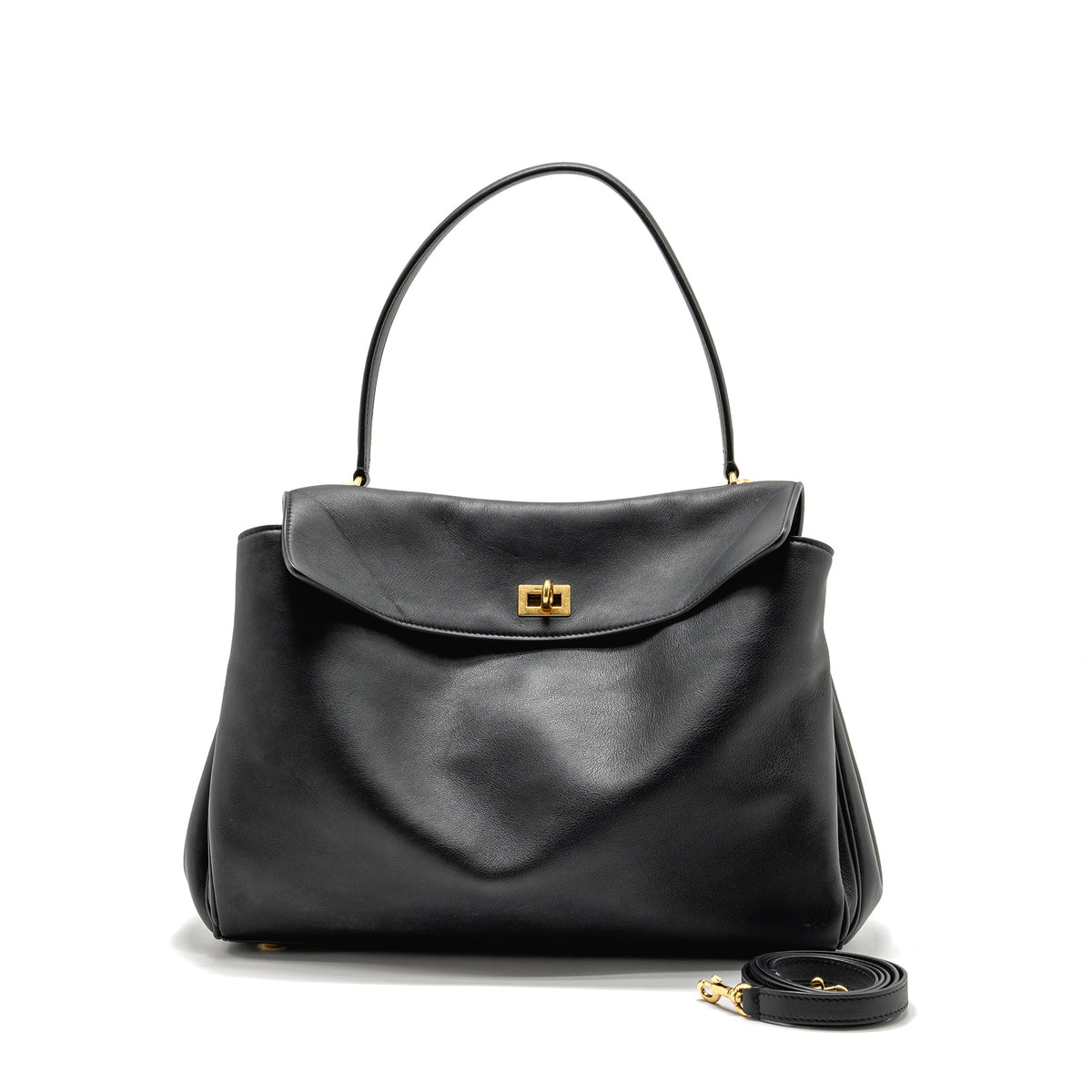 BALENCIAGA MEDIUM RODEO HANDBAG SMOOTH CALFSKIN BLACK GHW