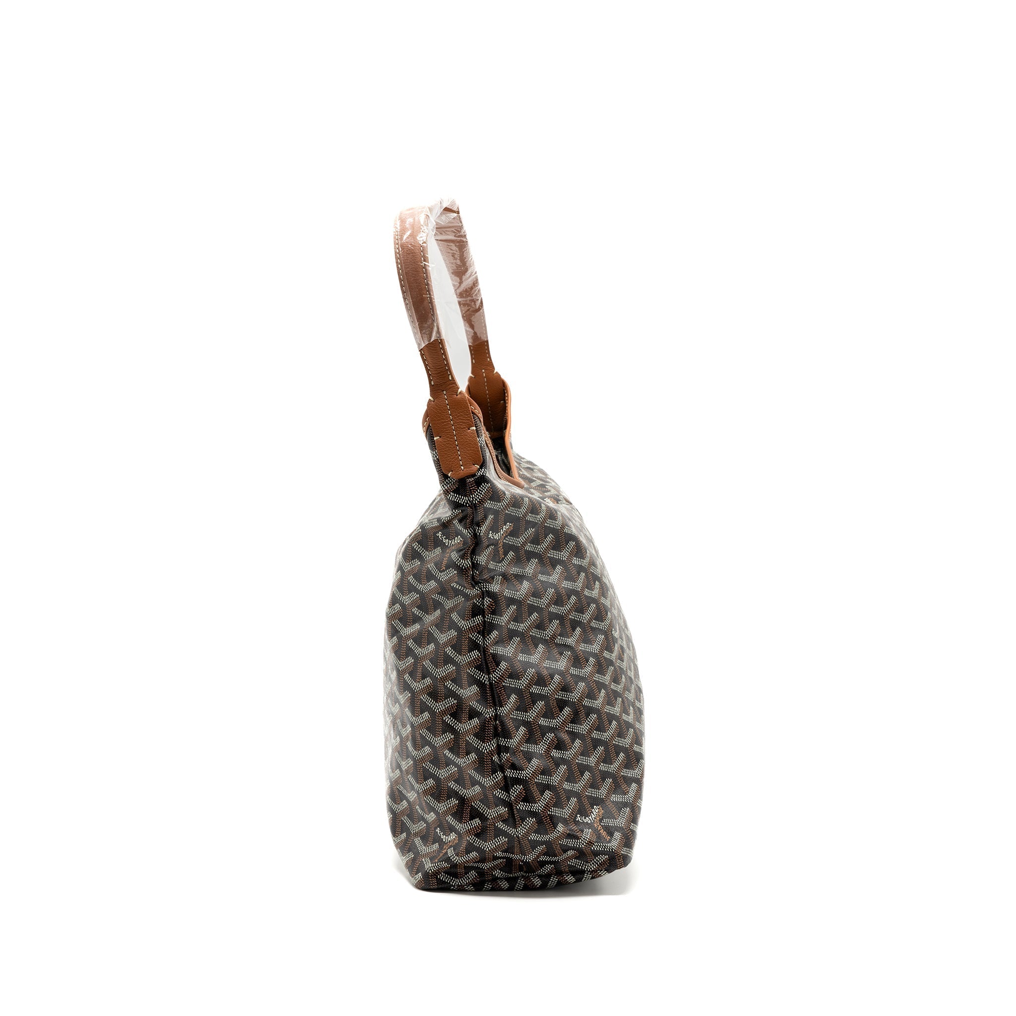 GOYARD BOHEME HOBO BAG CANVAS/ CALFSKIN BLACK/ TAN SHW WITH NECESSAIRE BAG ECRU