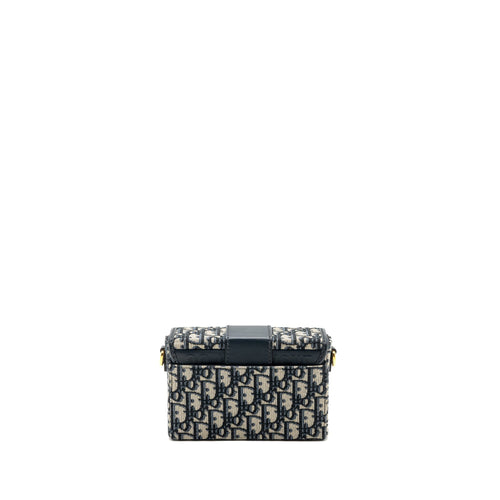 DIOR MINI 30 MONTAIGNE BOX BAG CANVAS / CALFSKIN BLUE OBLIQUE JACQUARD GHW
