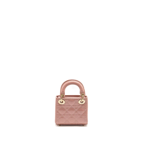 DIOR MICRO LADY DIOR PATENT LEATHER DARK PINK LGHW