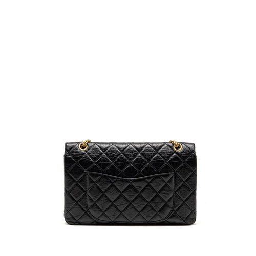 CHANEL 2.55 227 REISSUE DOUBLE FLAP BAG AGED CALFSKIN BLACK GHW