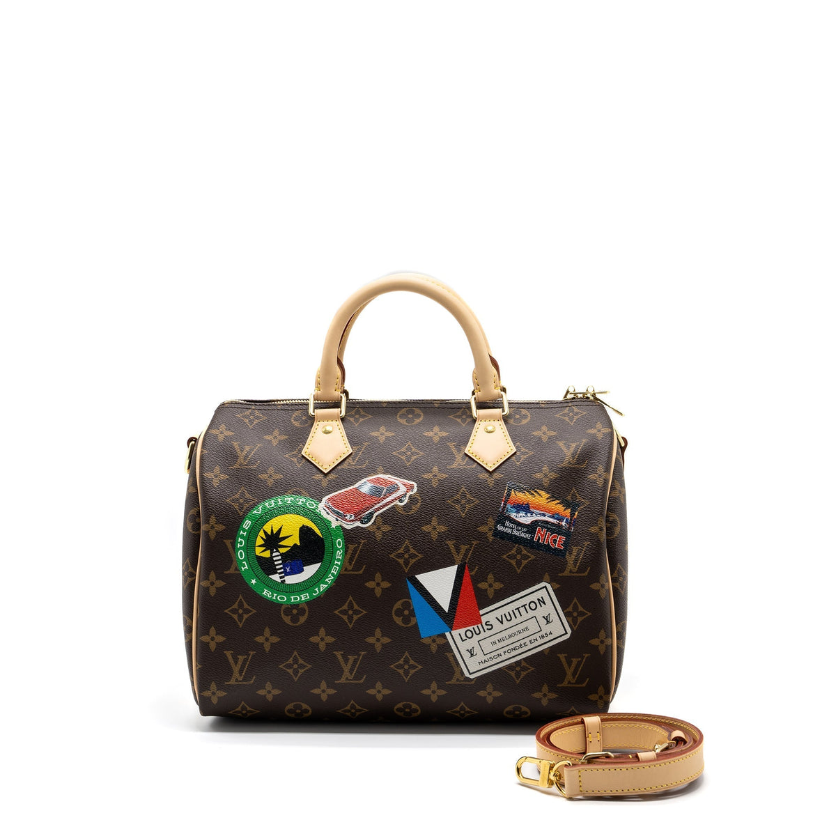 LOUIS VUITTON SPEEDY BANDOULIERE 30 MY LV WORLD TOUR MONOGRAM CANVAS GHW