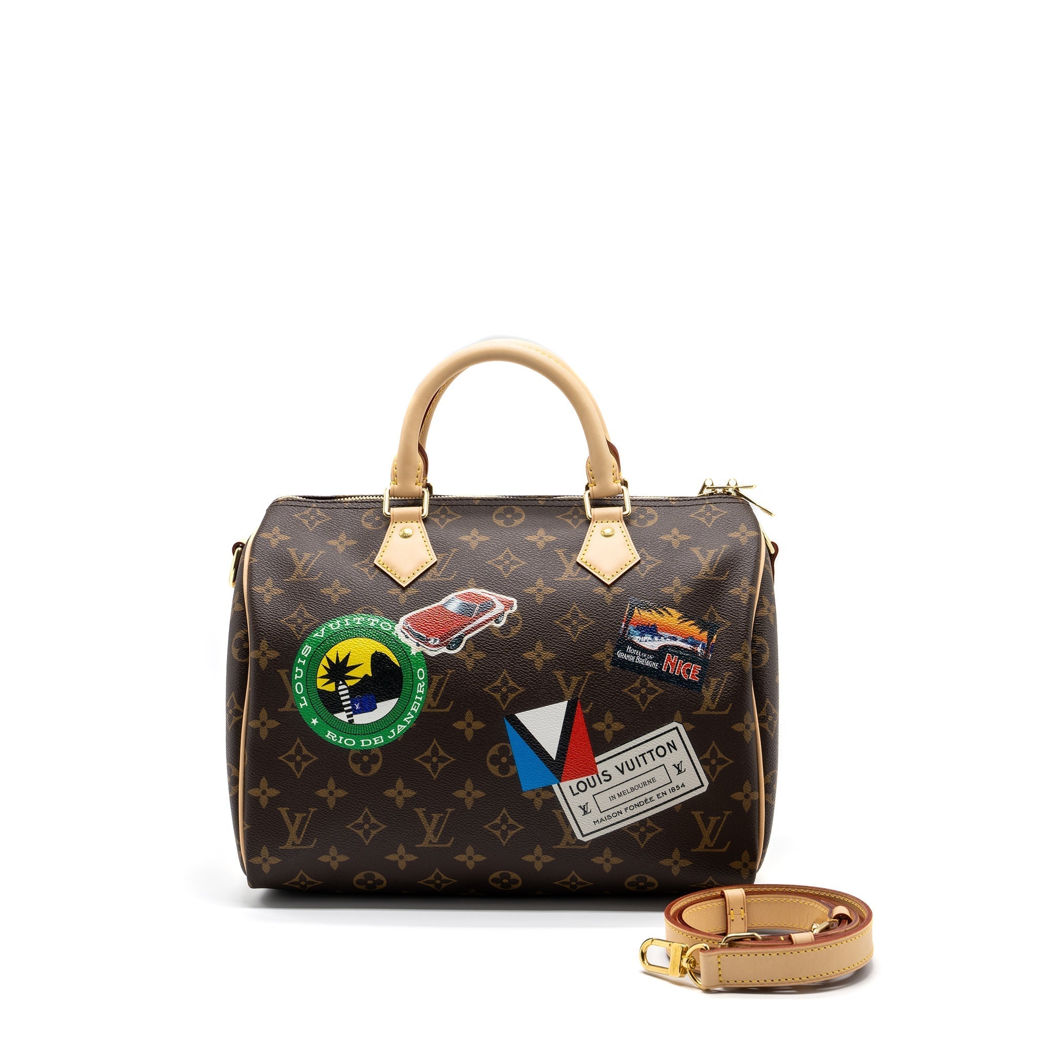 LOUIS VUITTON SPEEDY BANDOULIERE 30 MY LV WORLD TOUR MONOGRAM CANVAS GHW