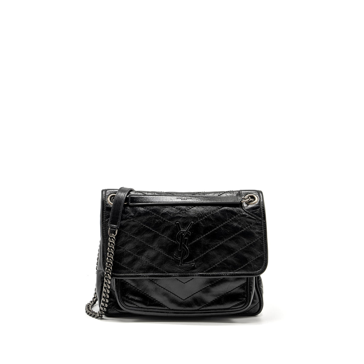 SAINT LAURENT MEDIUM NIKI CALFSKIN BLACK RUTHENIUM HARDWARE