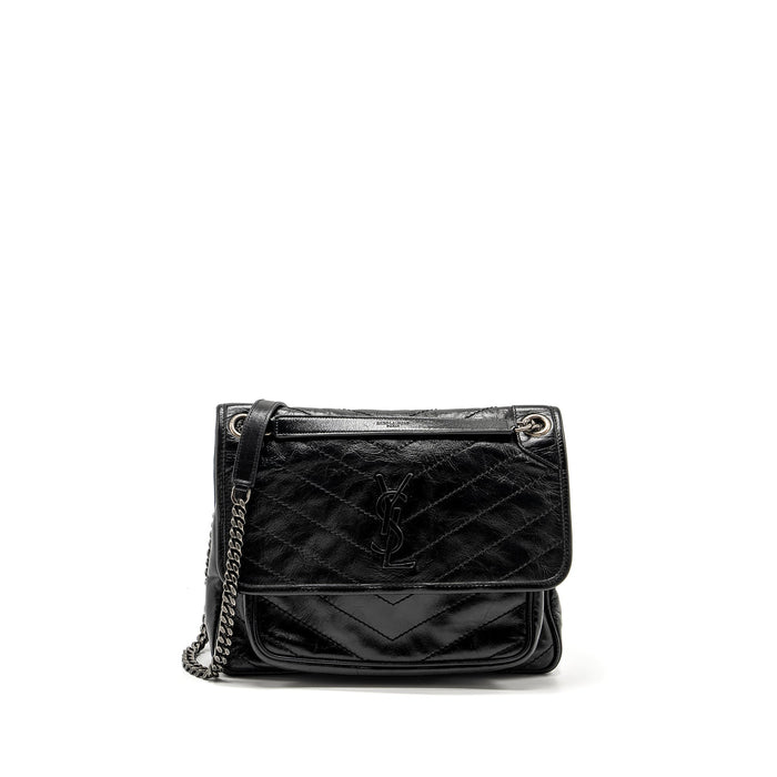 SAINT LAURENT MEDIUM NIKI CALFSKIN BLACK RUTHENIUM HARDWARE