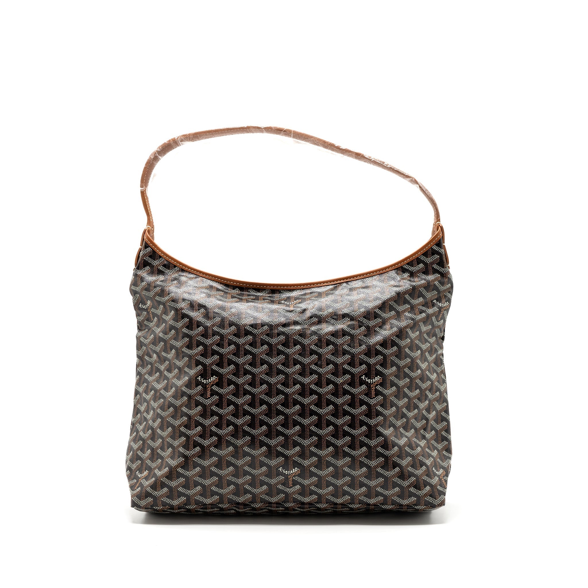 GOYARD BOHEME HOBO BAG CANVAS/ CALFSKIN BLACK/ TAN SHW WITH NECESSAIRE BAG ECRU