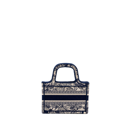 DIOR MINI BOOK TOTE LIMITED EDITION TOILE DE JOUY REVERSE EMBROIDERY