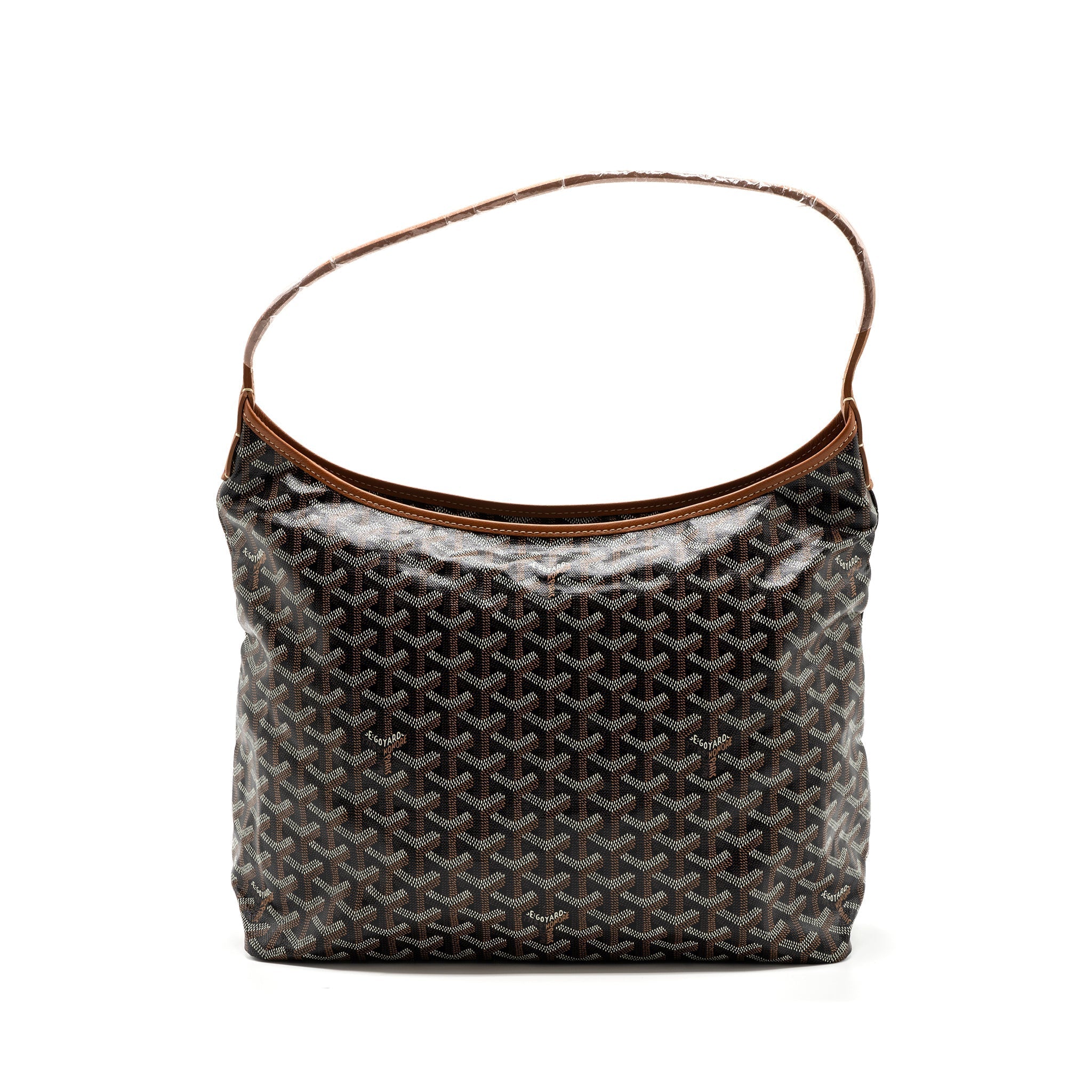 GOYARD BOHEME HOBO BAG CANVAS/ CALFSKIN BLACK/ TAN SHW WITH NECESSAIRE BAG ECRU
