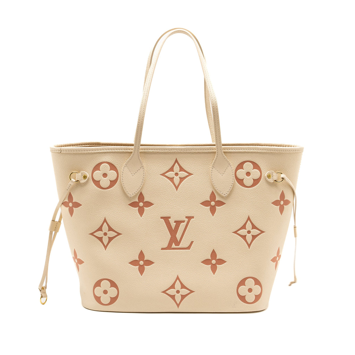 LOUIS VUITTON NEVERFULL MM MONOGRAM EMPREINTE CRÈME/ROSE TRIANON GHW