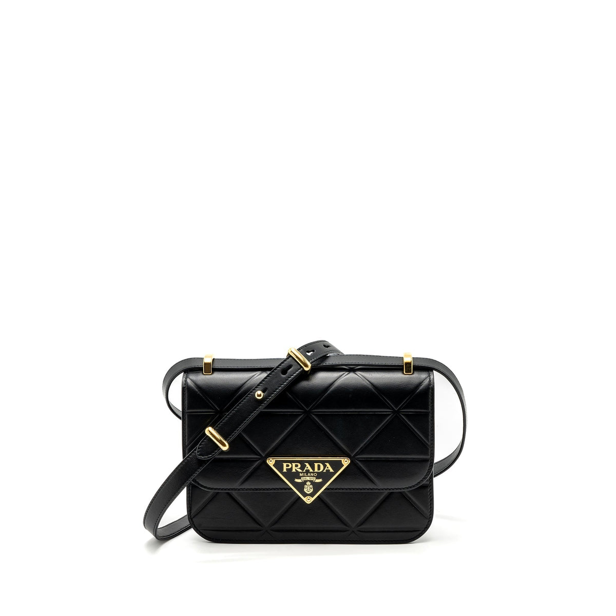 PRADA PATTINA IN PELLE CALFSKIN BLACK GHW