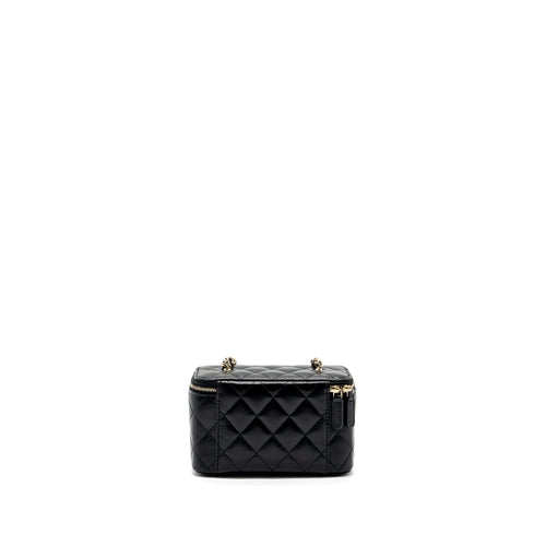 CHANEL LONG VANITY CASE WITH CHARMS CHAIN CALFSKIN BLACK LGHW (MICROCHIP)