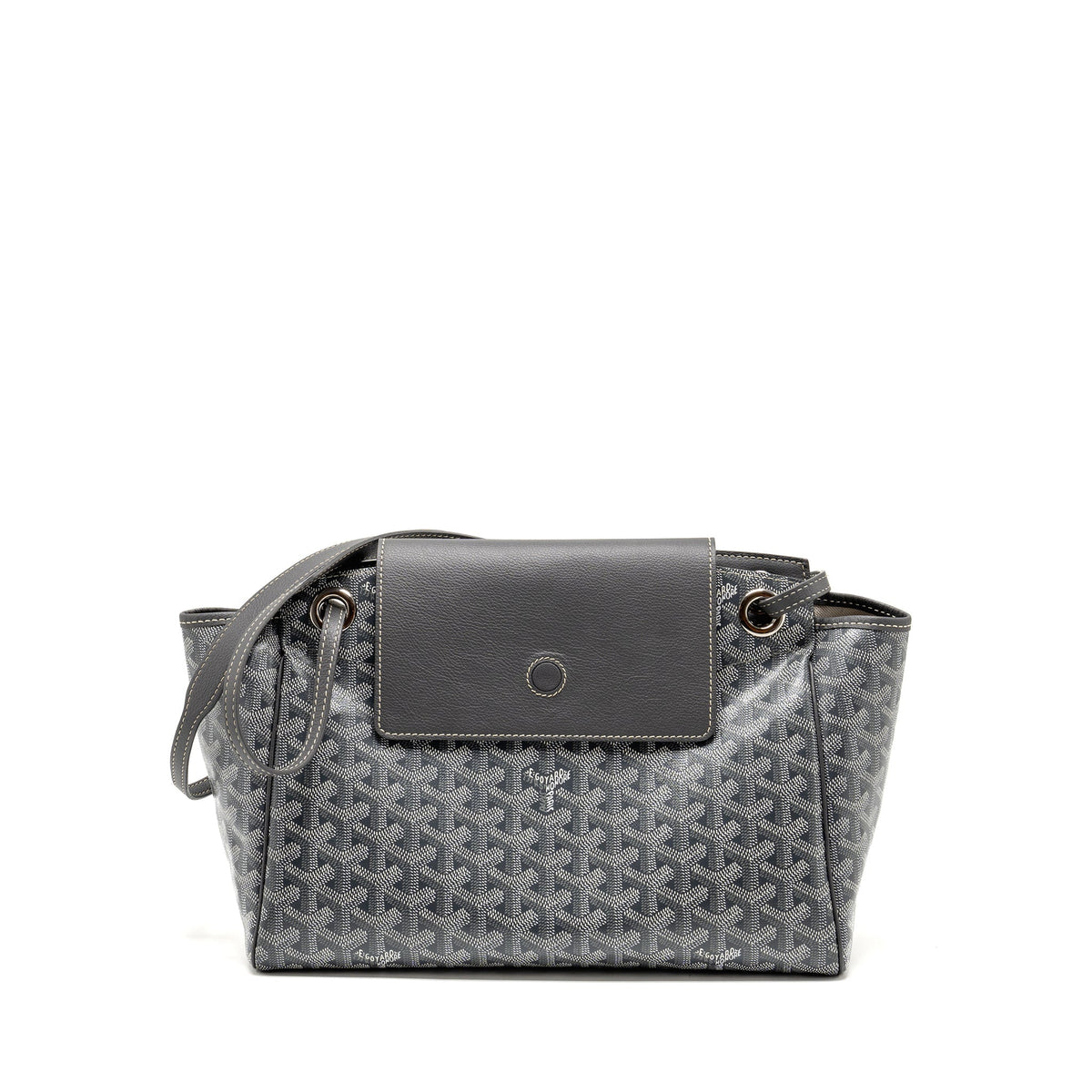 GOYARD ROUETTE SOUPLE PM BAG GOYARDLINE CANVAS / CALFSKIN GREY SHW