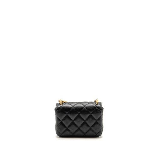 CHANEL COCO LOVE MINI FLAP WALLET WITH CHAIN CAVIAR BLACK GHW (MICROCHIP)