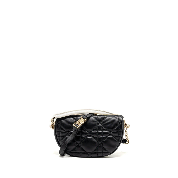 DIOR SMALL VIBE HOBO BAG CANNAGE LAMBSKIN BLACK/WHITE LGHW