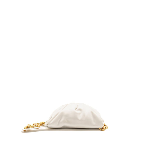 BOTTEGA VENETA THE BELT CHAIN POUCH BAG CALFSKIN WHITE GHW