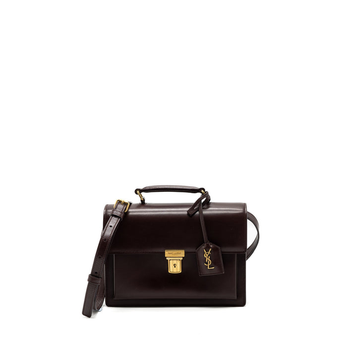SAINT LAURENT/YSL BELLACHASSE CALFSKIN DARK RED BRUSHED GHW