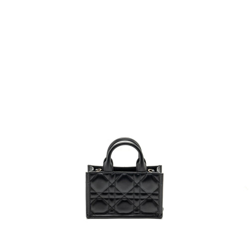 DIOR DIORAMOUR MINI DIOR BOOK TOTE MACROCANNAGE CALFKSIN BLACK LGHW
