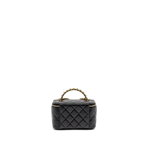 CHANEL TOP HANDLE LONG VANITY LAMBSKIN BLACK GHW(MICROCHIP)