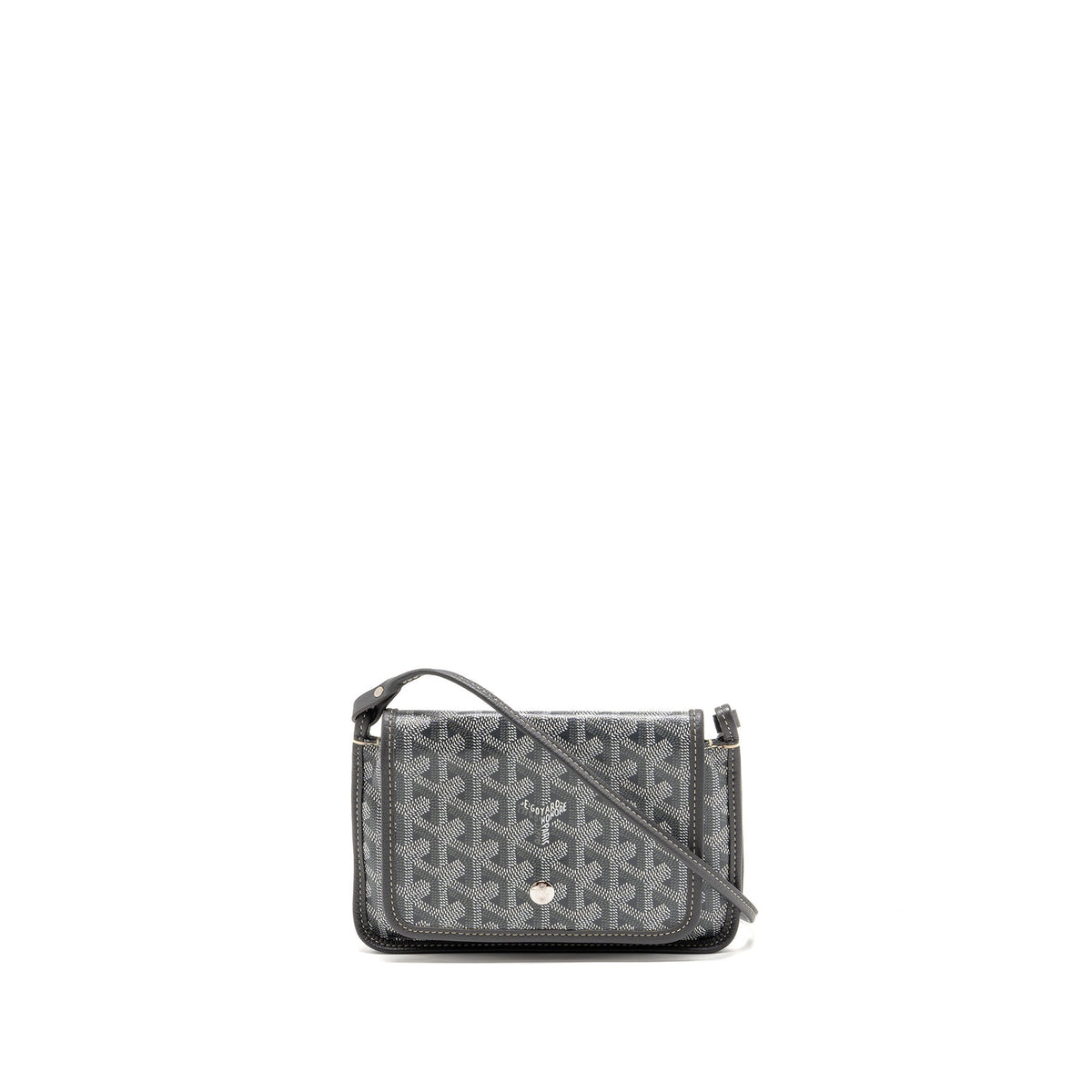 GOYARD PLUMET POCKET WALLET GOYARDINE CANVAS/CALFSKIN GREY SHW