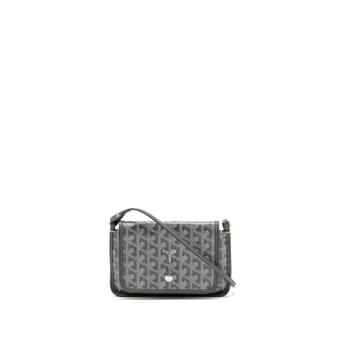 GOYARD PLUMET POCKET WALLET GOYARDINE CANVAS/CALFSKIN GREY SHW