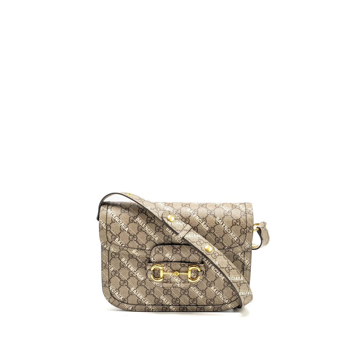 GUCCI X BALENCIAGA HORSEBIT 1955 BAG GG SUPREME/BALENCIAGA PRINT CANVAS GHW