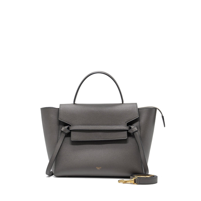 CELINE MINI BELT BAG GRAINED CALFSKIN DARK GREY GHW