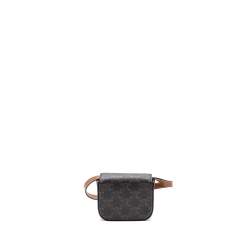 CELINE MINI CLAUDE TRIOMPHE CANVAS/ CALFSKIN TAN GHW