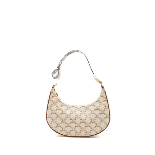 CELINE AVA BAG TRIOMPHE CANVAS/CALFSKIN WHITE GHW