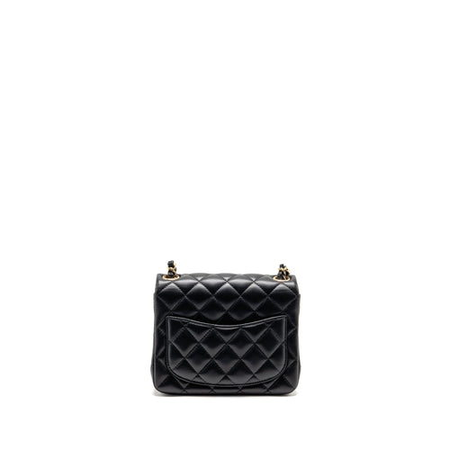 CHANEL MINI SQUARE FLAP BAG LAMBSKIN BLACK LGHW (MICROCHIP)