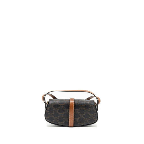 CELINE CLUTCH ON STRAP TABOU TRIOMPHE CANVAS/ CALFSKIN TAN GHW