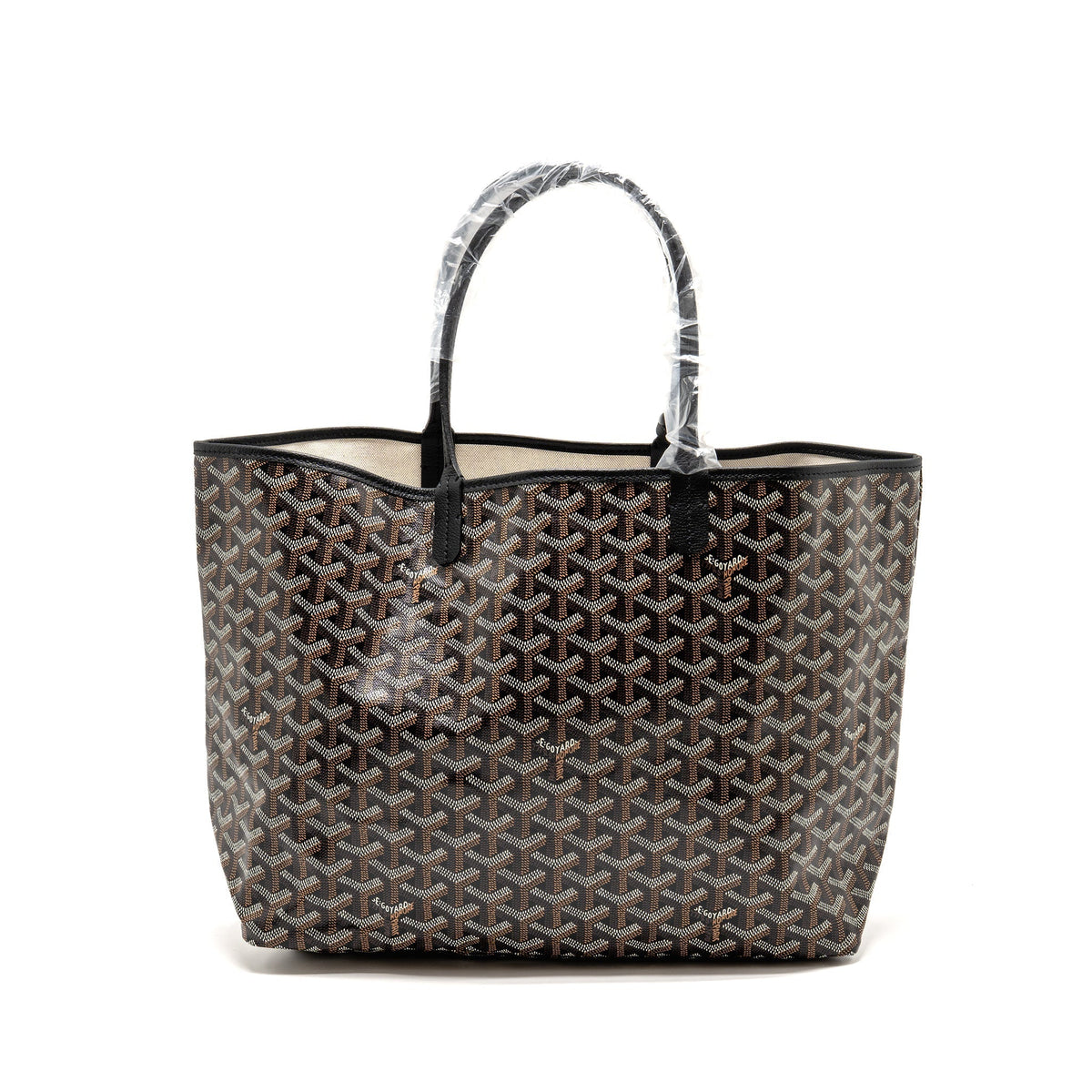 GOYARD SAINT LOUIS PM BAG GOYARDINE CANVAS/CALFSKIN BLACK SHW