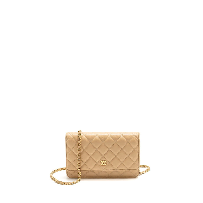 CHANEL CLASSIC WALLET ON CHAIN CAVIAR BEIGE GHW (MICROCHIP)