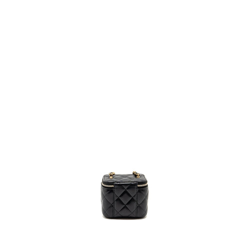CHANEL 22S PEARL CRUSH MINI VANITY WITH CHAIN LAMBSKIN BLACK GHW