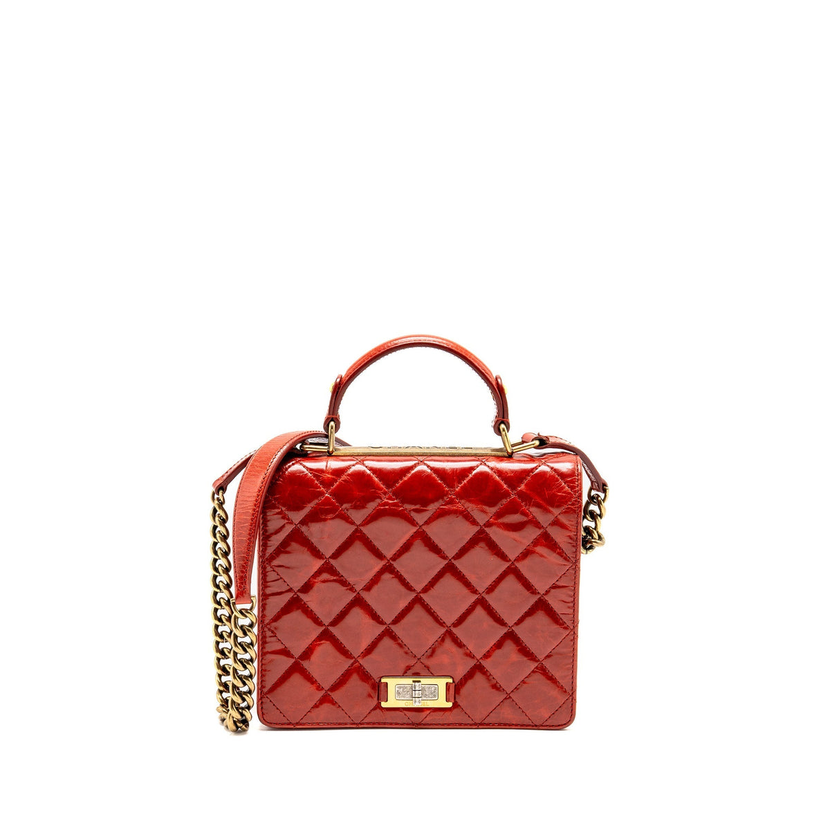 CHANEL LARGE RITA TOP HANDLE FLAP BAG CALFSKIN DARK RED MULTICOLOUR HARDWARE