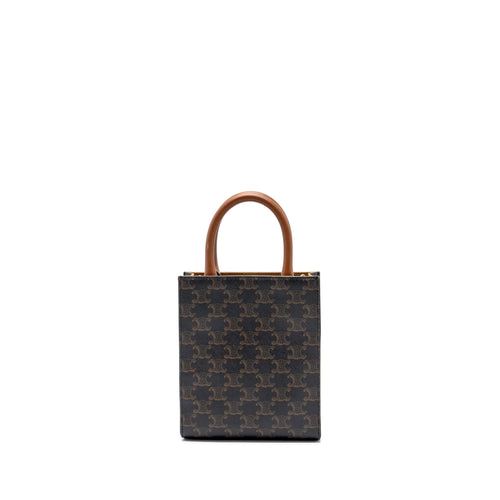 CELINE MINI VERTICAL CABAS TRIOMPHE CANVAS BROWN GHW