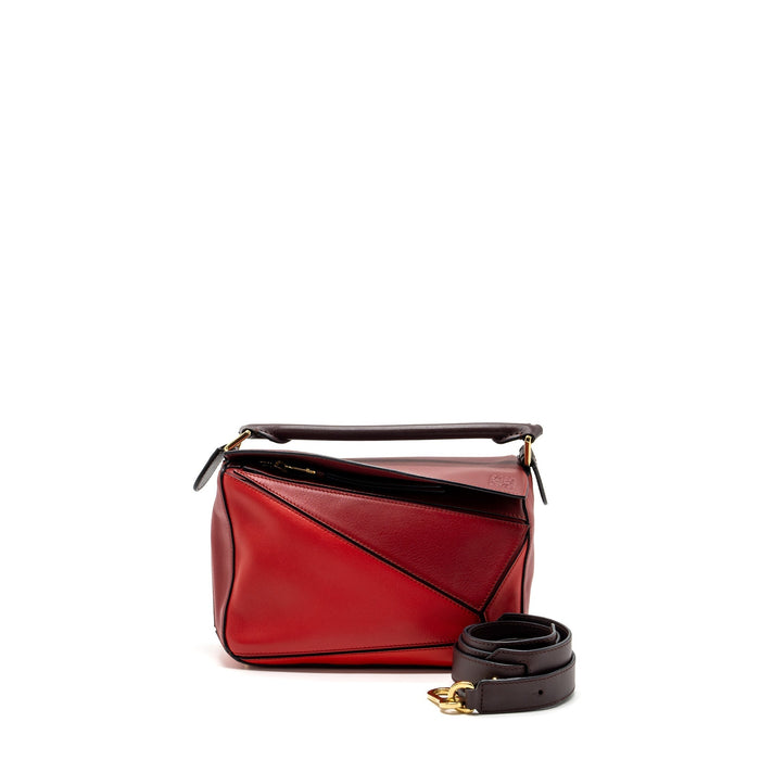 LOEWE SMALL PUZZLE BAG CALFSKIN RED GHW