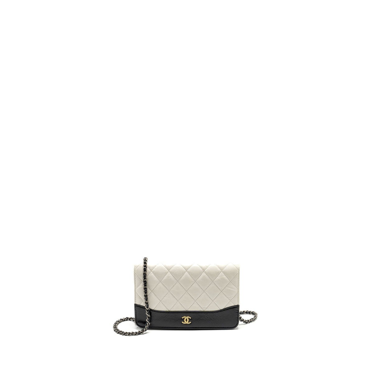 CHANEL GABRIELLE WALLET ON CHAIN CALFSKIN WHITE / BLACK MULTICOLOUR HARDWARE